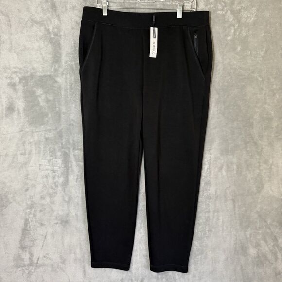 NWT Chicos Zenergy 2 Size L Pants Black Pull On Soft Scuba Taper Comfort 2R - Picture 1 of 9